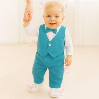 Imagem de Conjunto Infantil Social com Gravata Borboleta Bebê Menino RN a 05 mes