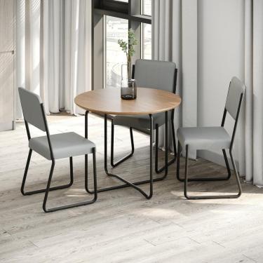 Imagem de Conjunto 4 Cadeiras De Jantar Next Cinza Claro Corriente Estrutura Preta