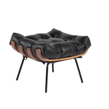 Imagem de Puff Decorativo Costela Sala E Escritório Corino Preto