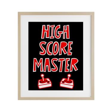 Imagem de Stupell Industries High Score Master Gamer Impressão emoldurada branca sob vidro, design por Marcus Prime, 21 x 17
