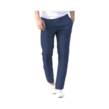 Imagem de Calças Masculinas De Algodão E Linho Respiráveis Para Outono, Cor Sóli