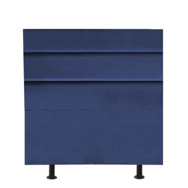 Imagem de Cabeceira Estofada Argentina 90cm Solteiro Para Cama Colchão Box Quarto Suede Azul Marinho - Aurora Line