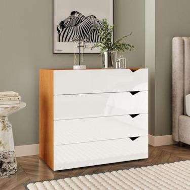 Imagem de Cômoda 4 Gavetas Freijó e Branca Porto Politorno