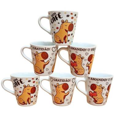 Imagem de Caneca Infantil 120ml Porcelana - Jogo com 6 Peças e Várias Estampas -