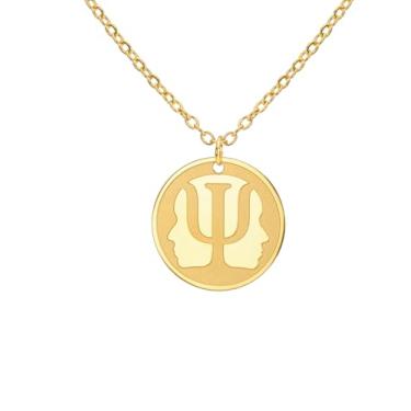 Imagem de EUEAVAN Colar Símbolo Psi Letra Grega Alfabeto Psicologia Psiquiatria Pingente Sinal Médico Joias Psicoterapeuta Psicólogo Presente para Mulheres Homens, Medium, Aço inoxidável, Sem Pedra Preciosa