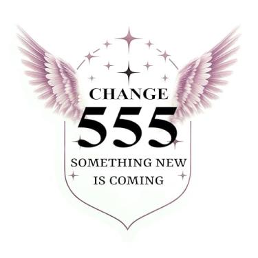 Imagem de 3 peças de adesivos Angel Number 555, decalque de vinil Change & New Beginnings com asas de anjo, adesivo de manifestação de transformação espiritual para laptop, diário e garrafa de água