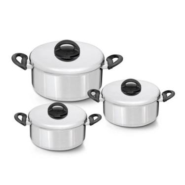 Imagem de Jogo de Panelas Criativa 3 Peças em Alumínio Polido Nigro