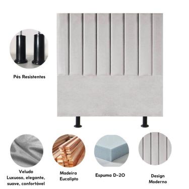 Imagem de Cabeceira Estofada Cama Box Casal 140 Cm Mavie Veludo cinzaclaro