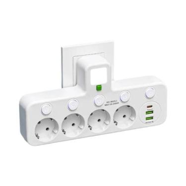 Imagem de Tomada ue 4 soquetes tomada elétrica sem cabo de extensão com portas u