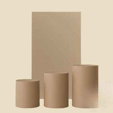 Imagem de Kit Capa De Painel Romano Liso Retângulo Dupla Face Duas Cores E Trio Cilindros De Malha Gel Premium(Avelã)