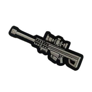 Imagem de Ruoming 1 peça de remendo bordado com design de rifle tático, fecho de gancho e laço estilo militar, para coletes e bolsas (rifle 4)