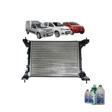 Imagem de Kit Radiador Novo Uno/Palio Evo 10 + Aditivo Radiador RadiEx R1882 Verde + Água Desmineralizada