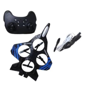 Imagem de Almencla Avião de brinquedo RC para uso externo, com giro de 360° em espuma e luzes de LED. Ideal para acrobacias aéreas, ideal para crianças e adultos a, Azul