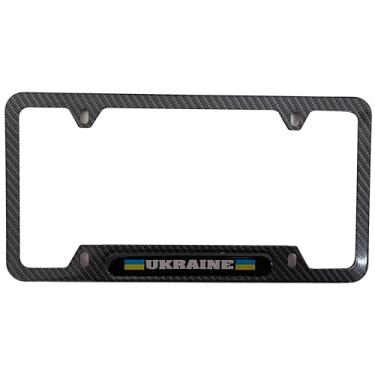 Imagem de Placa de licença Ucrânia Suporte de capa de moldura com parafusos de aço inoxidável 1 peça (fibra de carbono)