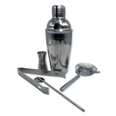 Imagem de Kit Bar Profissional 5 Peças, Coqueteleira Aço Inox 550ml, Colher Bailarina, Pegador Gelo, Passador Espiral para Caipirinha e Drinks