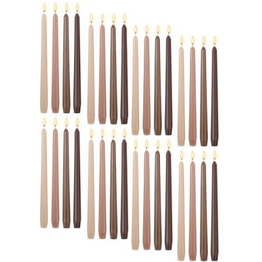 Imagem de MTLEE Vara de vela longa afunilada de 25 cm a granel, sem fumaça, sem perfume, cera de parafina com pavio de algodão para jantar, dia dos namorados, festa de casamento, igreja (marrom gradiente, 32