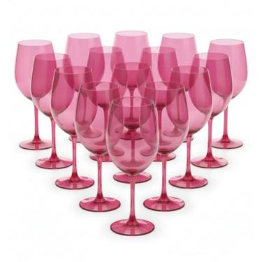 Imagem de Copo de vinho de plástico reutilizável de 400 ml para copos de Natal, copo de festa, pacote com 12