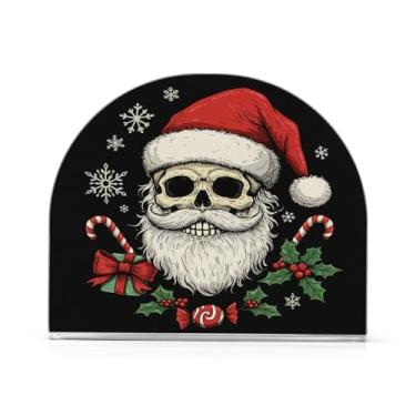 Imagem de Qilmy Porta-guardanapos de acrílico de Natal com caveira, suporte de lenços de mesa independente, dispensador de papel de coquetel para cozinha, jantar, restaurante, bar, decoração, 1 pacote