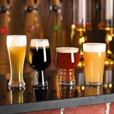 Imagem de KING CRYSTAL Conjunto de 6 peças misturadas para bebidas de cerveja | Feito de cristal sem chumbo | Copos de cerveja modernos | Copos de cerveja premium para cerveja de qualidade profissional ou