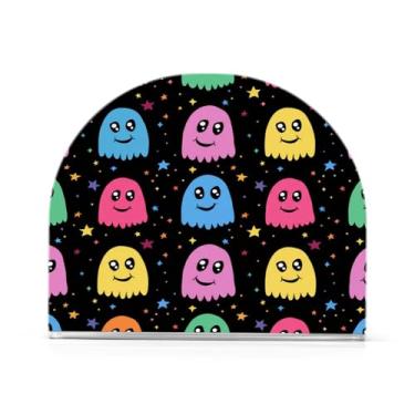 Imagem de Qilmy Porta-guardanapos de acrílico padrão fofo de Halloween, suporte de guardanapo de coquetel de plástico transparente para mesas de restaurante de cozinha, 2 peças