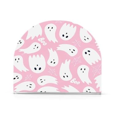 Imagem de JUZIHAI Suporte de guardanapo de Halloween Boo para mesa dispensador de guardanapo de acrílico para mesa suporte de lenços independente para cozinha sala de jantar bar festa decoração de casa