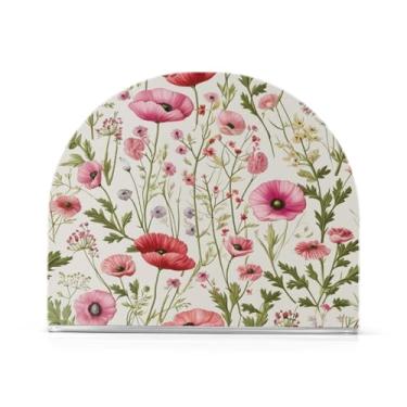 Imagem de Qilmy Porta-guardanapos de acrílico de flores silvestres em aquarela, suporte de lenços de mesa independente transparente, dispensador de papel de coquetel para cozinha, jantar, restaurante, bar