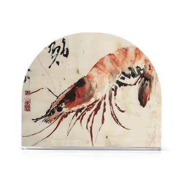 Imagem de JUZIHAI Porta-guardanapos de camarão para mesa dispensador de guardanapo de acrílico para mesa suporte de lenços independente para cozinha sala de jantar bar festa decoração de casa