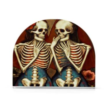 Imagem de JUZIHAI Porta-guardanapos de casamento de casal esqueleto para mesa dispensador de guardanapos de acrílico para mesa suporte de lenços independente para cozinha sala de jantar bar festa decoração de