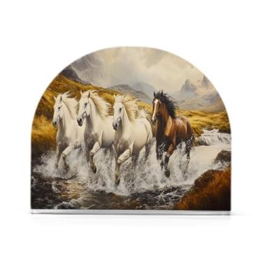 Imagem de JUZIHAI Porta-guardanapos Highland Horses para mesa dispensador de guardanapo de acrílico para mesa suporte de lenços independente para cozinha sala de jantar bar festa decoração de casa