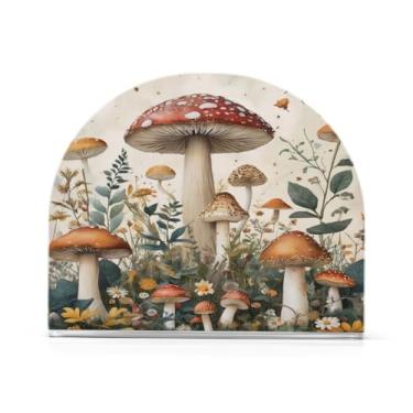 Imagem de Qilmy Porta-guardanapos acrílico Mushroom World, porta-guardanapos de coquetel de plástico transparente para mesas de restaurante de cozinha, 1 peça