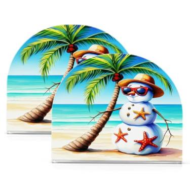 Imagem de Qilmy Porta-guardanapos de acrílico para boneco de neve, suporte de lenços de mesa independente, dispensador de papel de coquetel para cozinha, jantar, restaurante, bar, decoração, 2 unidades