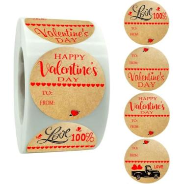 Imagem de Hodmopli Etiquetas de presente de Dia dos Namorados, adesivos de papel kraft de 5 cm, de e para etiquetas para sacolas de presente, cartões, decoração de envelope, 504 peças