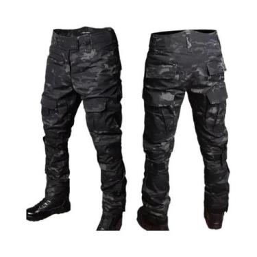 Imagem de Conjunto Tático Masculino Camuflado Preto Com Top De Combate Com Zíper