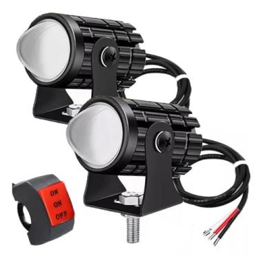 Imagem de Faróis de LED para Moto com Grupo Fios Interruptor Luz Projeção 60W 6000LM 6000K Névoa Potentes IP67 Motos Carros Caminh