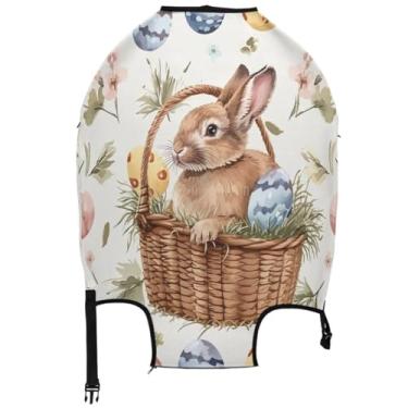 Imagem de Joisal Capas de bagagem bege com ovos de coelhos de Páscoa, protetores de mala, antiarranhões, estampa animal, mala de viagem para mulheres, ovos de coelho de páscoa bege, S 18-20 in, Capa de mala