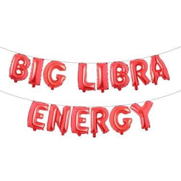 Imagem de Balões de letras - BIG LIBRA ENERGY 40,6 cm letras do alfabeto alumínio balão Mylar setembro ou outubro aniversário festa balão banner (BIG LIBRA ENERGY Red)
