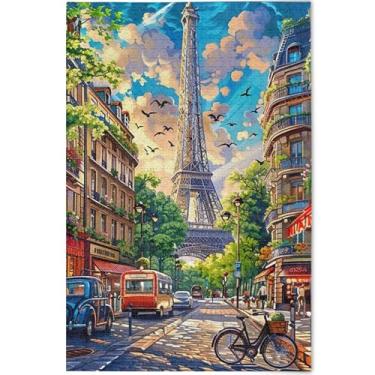 Imagem de Quebra-cabeças personalizados de pintura urbana Paris para adultos 1000 peças natureza flor pintura animal divertido presente de mordaça quebra-cabeça engraçado jogos presentes, 75 cm x 50 cm