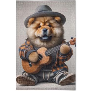 Imagem de Quebra-cabeças engraçados de cachorro Chow Chow Filhote adulto 500 peças de brinquedo de arte difícil quebra-cabeças personalizados para amantes presentes para família, 52 x 37,8 cm