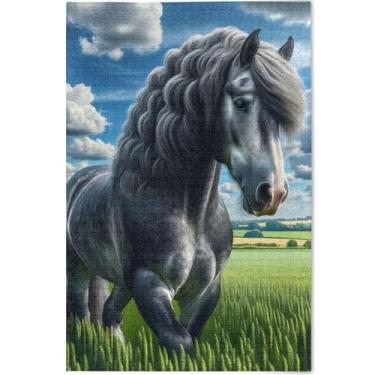 Imagem de Quebra-cabeça de pintura de cavalo Perche 500 peças para adultos cena personalizada divertida boba quebra-cabeças coloridos jogo de brinquedo, obra de arte, 52 cm x 37,8 cm