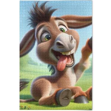 Imagem de Quebra-cabeças engraçados personalizados de burro bobo de 500 peças para adultos presentes de jogo de quebra-cabeça divertido exclusivo brinquedo adulto arte animal, 52 cm x 37,8 cm