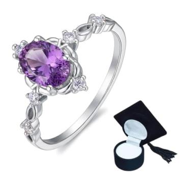 Imagem de Anel De Formatura Prata Banhado Prateado Profissões Profissão (Lilás Ametista, 24)