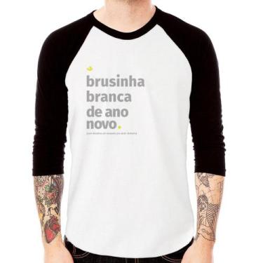 Imagem de Camiseta Raglan Brusinha branca de ano novo Manga 3/4 - Foca na Moda, 