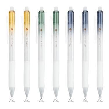 Imagem de BAYTORY 7 canetas de gel apagáveis de ponta fina, caneta de tinta preta retrátil de 0,5 mm com borracha, canetas estéticas, escrita suave e secagem rápida para planejamento de anotações, marcação