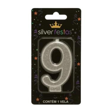 Imagem de Vela de Aniversário Prata N9 Silver - Silver Festas