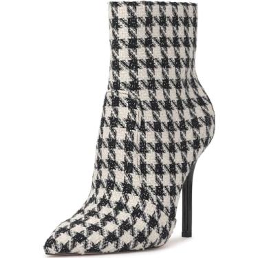 Imagem de Jessica Simpson Bota feminina de cano curto Lirya, Preto/branco, 36