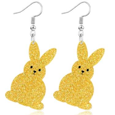 Imagem de yfstyle Brincos de ovo de coelhinho da páscoa de acrílico para mulheres, brincos de primavera, presentes de joias, Metal, Sem pedra preciosa