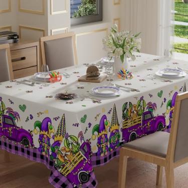 Imagem de XCHI Toalha de mesa xadrez roxa para carnaval, lagosta, lagosta, carnaval, toalha de mesa lavável para decoração de festa em casa, 152 x 152 cm