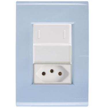 Imagem de Interruptor e Tomada 20A Liz Azul Jeans Tramontina completo pronto - K