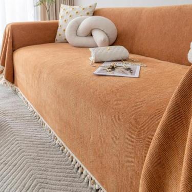 Imagem de Capa de sofá, capa de sofá, protetor de sofá lavável para sala de estar, cobertor protetor de móveis, antiderrapante, ideal para quarto de família, decoração de casa - laranja||180 x 400 cm