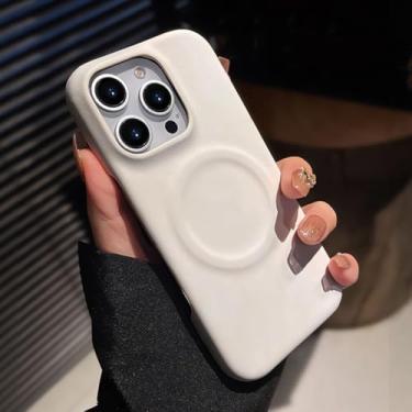 Imagem de Capa protetora magnética com bordas reforçadas para iPhone 16, 12, 13, 14, 15, 16 Pro Max Plus (para iPhone 16 Plus/Branca)